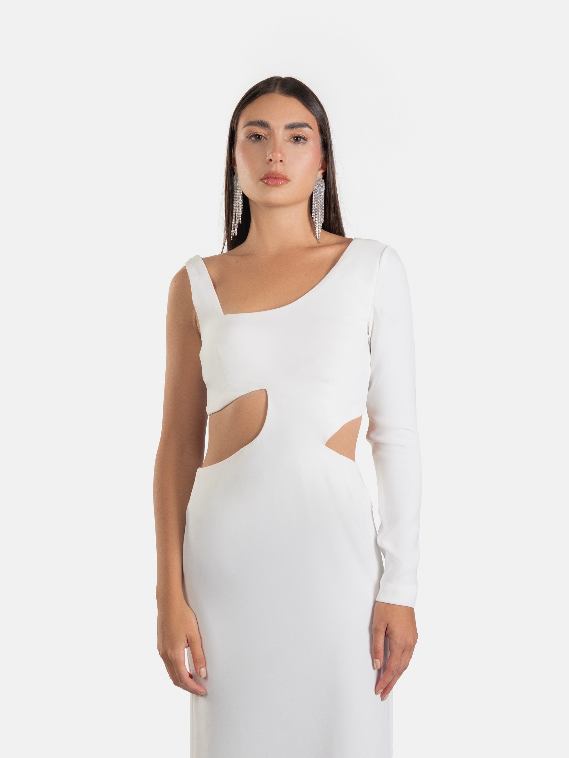 Asymmetrical Cut-Out Maxi Dress – Mioj
